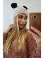 Fleecová čiapka 2 brmbolce K291 béžová