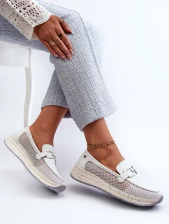 Damskie Skórzane Mokasyny D&A TW210 Białe