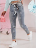 Dámske úzke džínsy s opaskom CRYSTALUX modré FashionStreet UY2427 Dámske úzke džínsy s opaskom CRYSTALUX modré FashionStreet UY2427