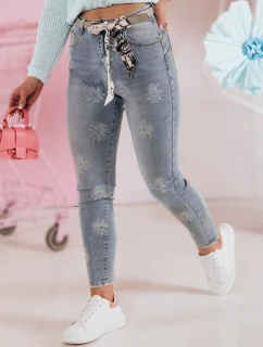 Dámske úzke džínsy s opaskom CRYSTALUX modré FashionStreet UY2427