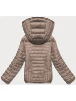 Béžová dámska prešívaná bunda s kapucňou (B0123-46) Béžová dámska prešívaná bunda s kapucňou (B0123-46)