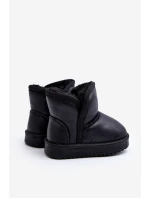 Eko Skórzane Śniegowce Dziecięce Czarne Husalta