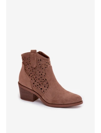 Odkryté Kožené Kovářské Dámské Boty na Podpatku S.Barski HY61-8012 Hnědé Odkryté Kožené Kovářské Dámské Boty na Podpatku S.Barski HY61-8012 Hnědé