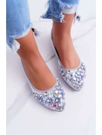 Kožené balerínky s ozdobnými kameňmi Silver Crystal Kožené balerínky s ozdobnými kameňmi Silver Crystal