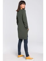 B101 Nadrozmerná tunika s rozdelenými bokmi - vojensky zelená B101 Nadrozmerná tunika s rozdelenými bokmi - vojensky zelená