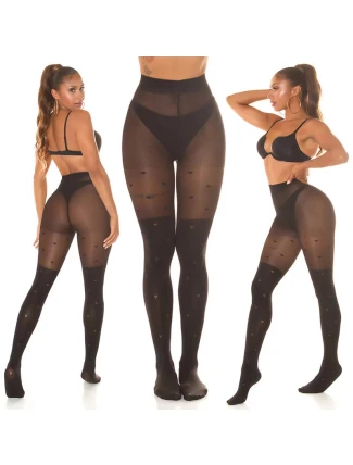 Dámske sexy pančuchy "Hearts" SH6718 čierne - In-StyleFashion