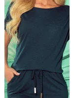 Dámske športové šaty v fľaškovo zelenej morskej farbe s krátkymi rukávmi 139-7