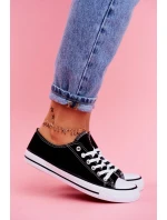 Damskie Klasyczne Trampki Czarne z Białą Podeszwą Omerta