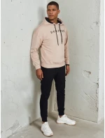 Pánska béžová mikina s potlačou FashionStreet BX5677