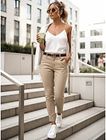 Dámske nohavice chinos s opaskom LINESKA dark beige FashionStreet UY2578