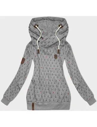 Tmavosivá vzorovaná dámska mikina (2304)