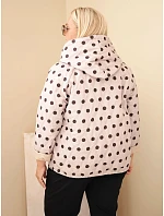 Dámska bunda vo veľkosti Plus Size s kapucňou a bodkami, béžová