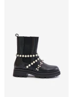 Botki Sztyblety Damskie Z Ozdobnymi Paskami Czarne Sintitia
