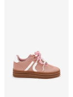 Sneakersy Damskie Na Platformie Z Ozdobami Różowe Vinness