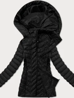 Dámska jednoduchá čierna prešívaná bunda do bokov J Style (16M9261-392)