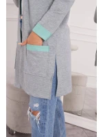 Dvojfarebná pláštenka s kapucňou 21679 mätová+šedá - Kesi