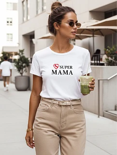 Dámske tričko s potlačou Super Mom White FashionStreet NX5025RY