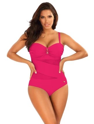 Dámske jednodielne plavky S8030D1-2d tm. ružové - Self