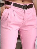 Dámske nohavice chinos s opaskom MODELA ružová FashionStreet UY2565 Dámske nohavice chinos s opaskom MODELA ružová FashionStreet UY2565