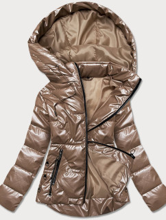 Svetlo hnedá dámska bunda s kapucňou (B8007-46)