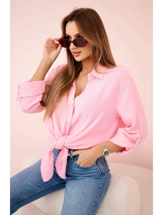 Bavlnené mušelínové oversize tričko candy pink Bavlnené mušelínové oversize tričko candy pink