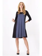 Dámske šaty voľný strih 3/4 rukáv vhodné aj pre tehotné stredne dlhé grafitové - Čierna - Beyo Dámske šaty voľný strih 3/4 rukáv vhodné aj pre tehotné stredne dlhé grafitové - Čierna - Beyo