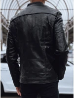 Pánska kožená bunda čierna FashionStreet TX4713