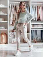 Dámske látkové nohavice s opaskom ROSSALI light beige FashionStreet UY2537 Dámske látkové nohavice s opaskom ROSSALI light beige FashionStreet UY2537