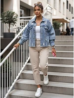 Dámska džínsová bunda s odrením modrá FashionStreet TY5688 Dámska džínsová bunda s odrením modrá FashionStreet TY5688