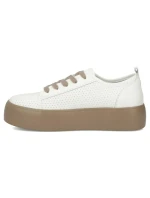 Dámske kožené poltopánky športové creepers biele Filippo DP6116