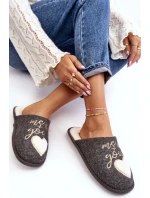 Damskie Klasyczne Kapcie Wsuwane Ocieplane Szare Mabira