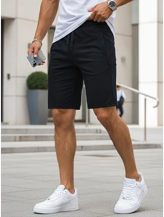 Pánske teplákové šortky so šnúrkami, tmavomodré, FashionStreet SX2584 Pánske teplákové šortky so šnúrkami, tmavomodré, FashionStreet SX2584