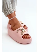 Klapki Damskie Lekkie Piankowe Z Ozdobami Różowe Orchia