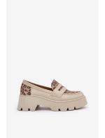 Dámske kožené mokasíny s platformou a plochými podpätkami Leopard Light Beige Zazoo 20191 Dámske kožené mokasíny s platformou a plochými podpätkami Leopard Light Beige Zazoo 20191