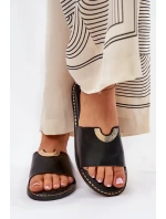 Klapki Damskie Eko Skórzane Z Ozdobnymi Detalami Czarne Mevith