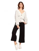 Dámsky sveter s gombíkmi svetlo šedý BK067 - BEwear