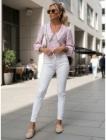 Dámske skinny džínsy s vysokým pásom biele FashionStreet UY2863