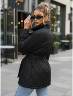 Dámska prechodná bunda s opaskom čierna FashionStreet TY5588