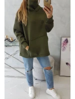 Zateplená mikina so zipsom na chrbte vo farbe khaki