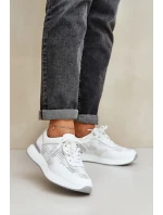 Skórzane Buty Sportowe Sneakersy Damskie S.Barski LR51-551 Białe