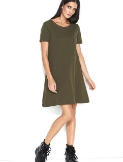 Dámske šaty na denné nosenie vo voľnom strihu krátkej khaki - Khaki - Makadamové