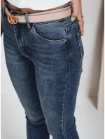 Dámske skinny džínsy s vysokým pásom modré FashionStreet UY2798