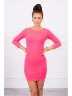 Šaty s ozdobnými gombíkmi ružové neónové