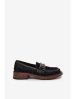 Semišové dámske mokasíny s ozdobou D&A MR52-176 Black