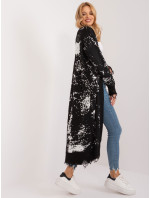 Čierny dlhý dámsky sveter s dierami
