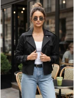 Dámsky krátky elegantný kabát klasického strihu čierny FashionStreet NY0770
