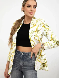 Bavlnená bunda s farebnou potlačou ecru+žltá