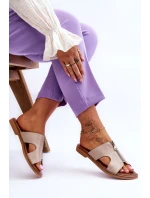 Damskie Klapki Z Ozdobnym Zamkiem Beżowe Lemar Clarence