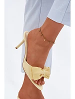 Dámské sandály na jehlovém podpatku s mašlí Žluté Jelessa