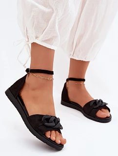 Dámske ploché sandále s reťazou Vinceza 17320 Black